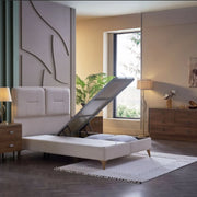 Mirante Cream Queen Lift Storage Bed from Bellona - Luna Furniture