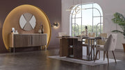 Mirante Walnut/Cream 7 - Piece Dining Room Set - Gate FurnitureDining Room Set