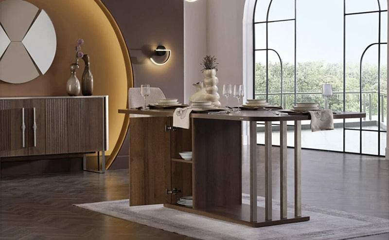 Mirante Walnut/Cream 7 - Piece Dining Room Set - Gate FurnitureDining Room Set