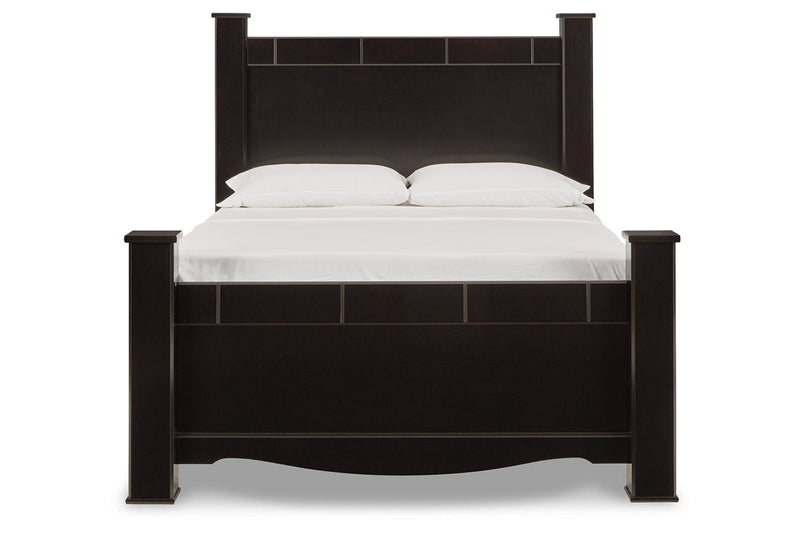 Mirlotown Almost Black King Poster Bed - Gate FurnitureQueen Bed