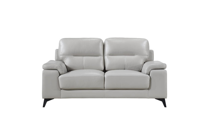 Mischa Silver Grain Top Grain Leather Living Room Set - Gate FurnitureLiving Room Set
