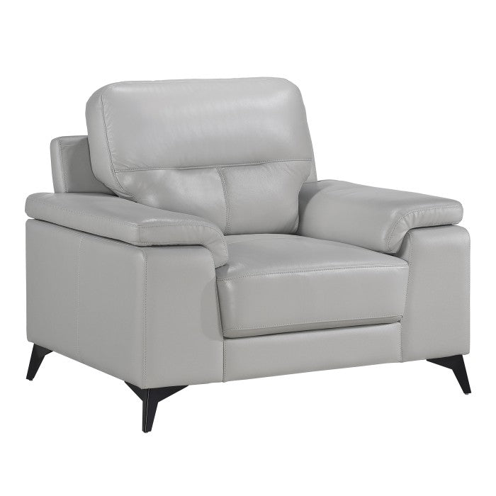 Mischa Silver Grain Top Grain Leather Living Room Set - Gate FurnitureLiving Room Set