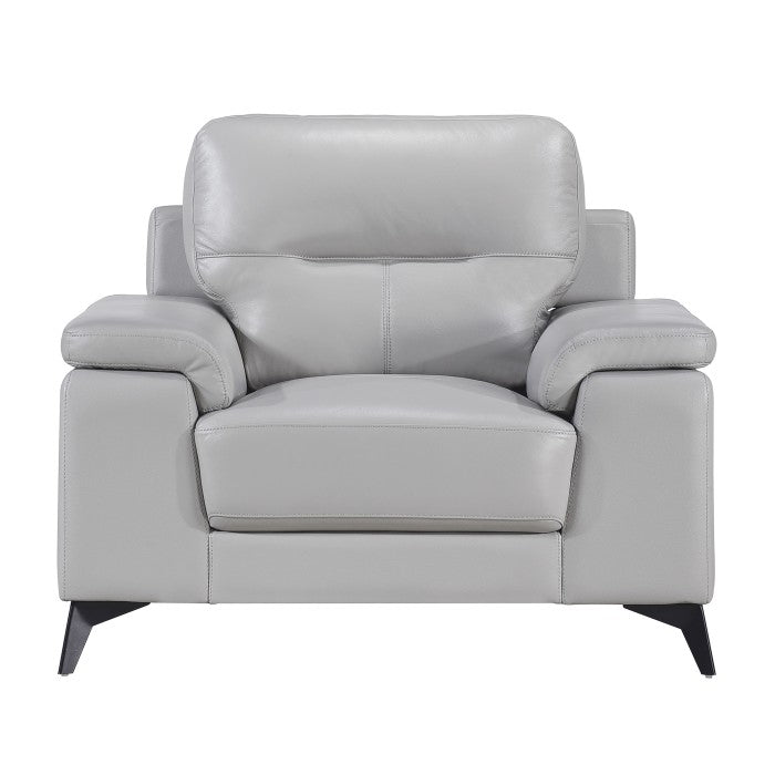 Mischa Silver Grain Top Grain Leather Living Room Set - Gate FurnitureLiving Room Set