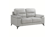 Mischa Silver Grain Top Grain Leather Living Room Set - Gate FurnitureLiving Room Set