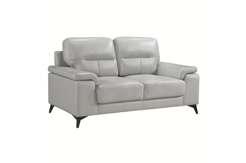 Mischa Silver Grain Top Grain Leather Living Room Set - Gate FurnitureLiving Room Set
