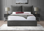 Misha Fabric King Bed (3 Boxes) Black - Gate FurnitureKing Bed