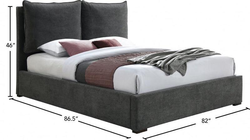 Misha Fabric King Bed (3 Boxes) Black - Gate FurnitureKing Bed