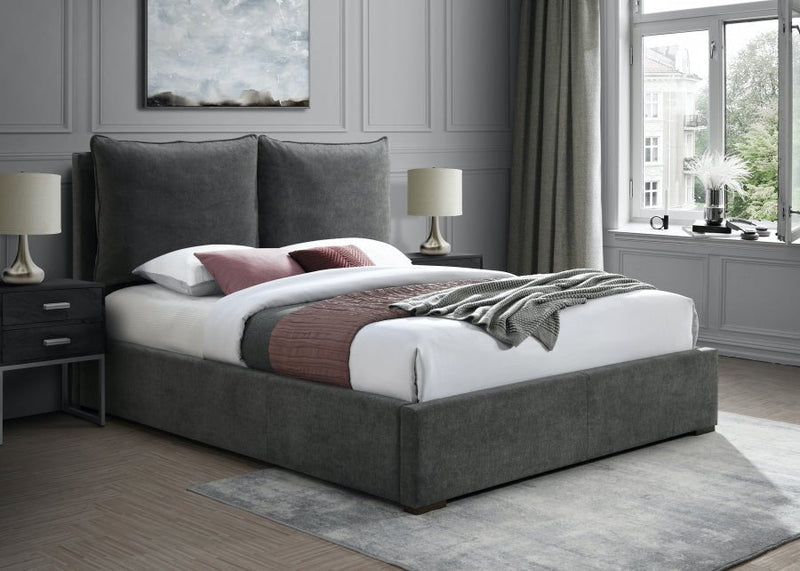 Misha Fabric King Bed (3 Boxes) Black - Gate FurnitureKing Bed