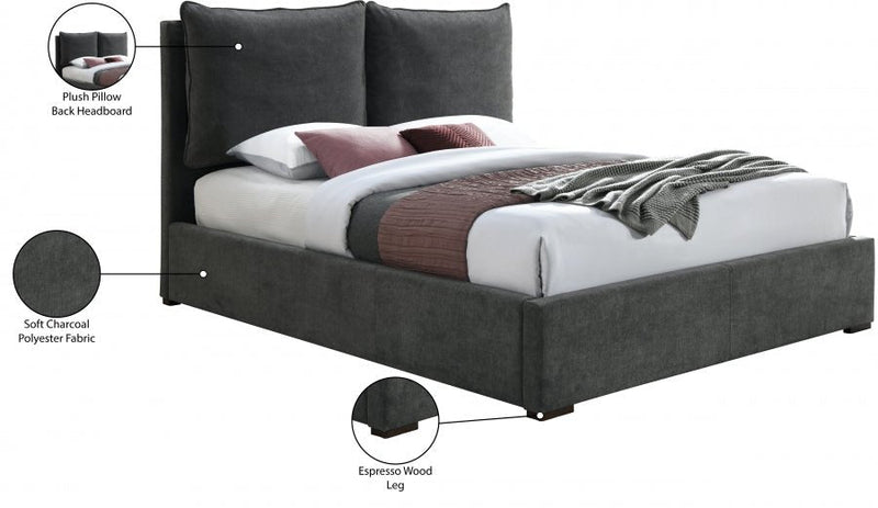 Misha Fabric Queen Bed (3 Boxes) Black - Gate FurnitureQueen Bed