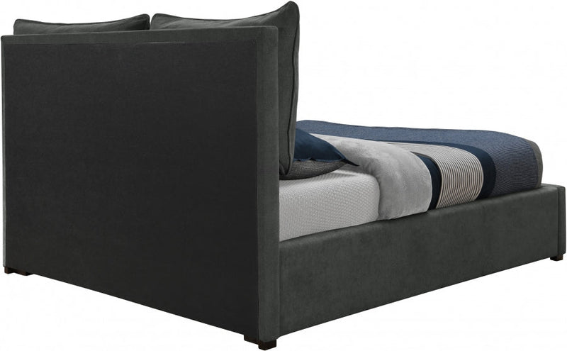 Misha Fabric Queen Bed (3 Boxes) Black - Gate FurnitureQueen Bed