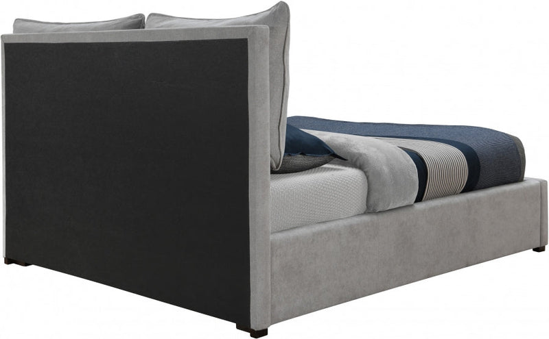 Misha Fabric Queen Bed (3 Boxes) Grey - Gate FurnitureQueen Bed