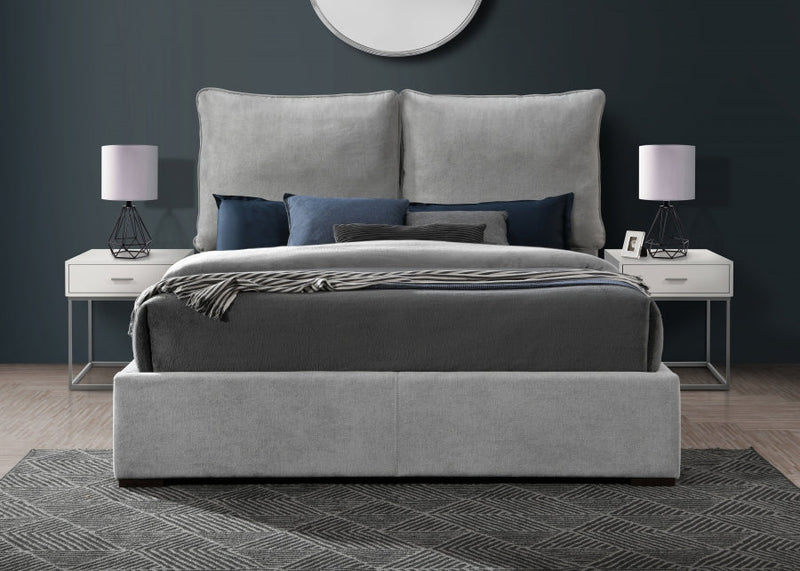 Misha Fabric Queen Bed (3 Boxes) Grey - Gate FurnitureQueen Bed