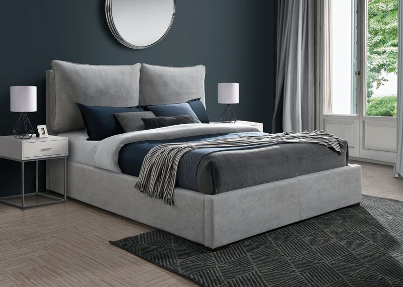 Misha Fabric Queen Bed (3 Boxes) Grey - Gate FurnitureQueen Bed