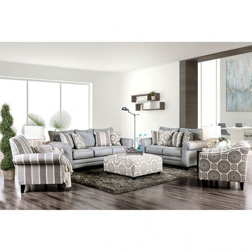 Misty Ivory/Pattern Ottoman - SM8141-OT
