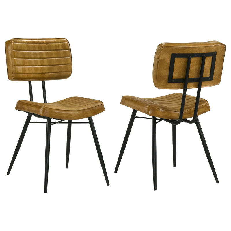 Misty Leather Upholstered Dining Side Chair Camel (Set of 2) - 110642