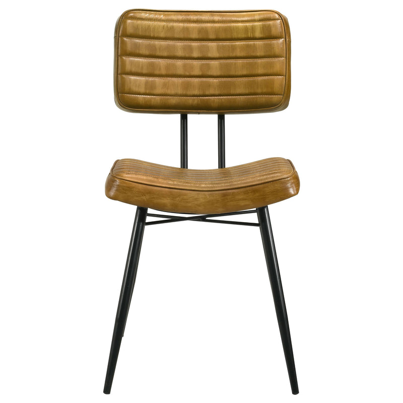 Misty Leather Upholstered Dining Side Chair Camel (Set of 2) - 110642