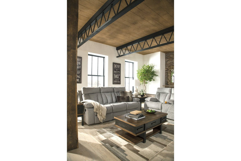 Mitchiner Fog Reclining Sofa with Drop Down Table - Gate FurnitureReclining Sofa