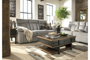 Mitchiner Fog Reclining Sofa with Drop Down Table - Gate FurnitureReclining Sofa