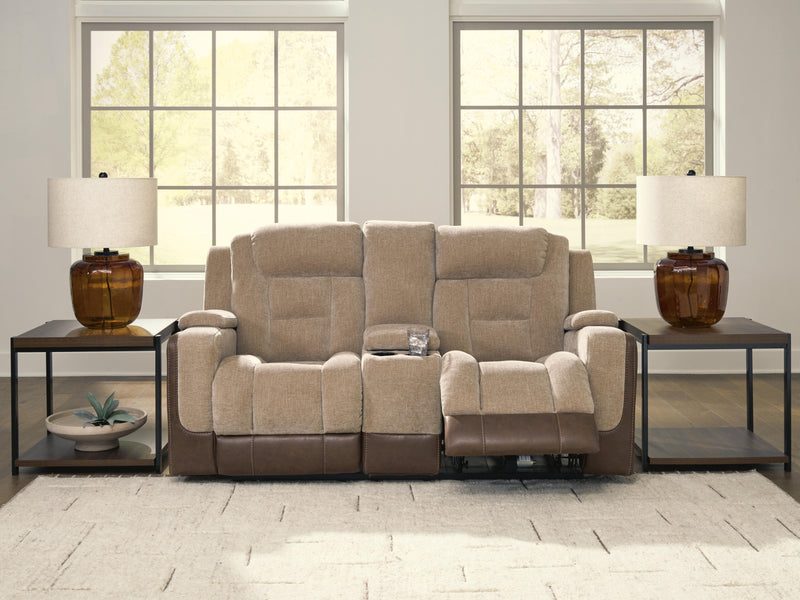 Mixed Motion Brownstone Power Reclining Loveseat with Console - PC8350418