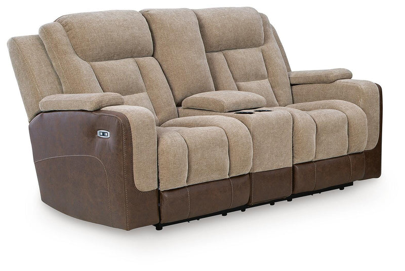 Mixed Motion Brownstone Power Reclining Loveseat with Console - PC8350418