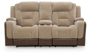 Mixed Motion Brownstone Power Reclining Loveseat with Console - PC8350418