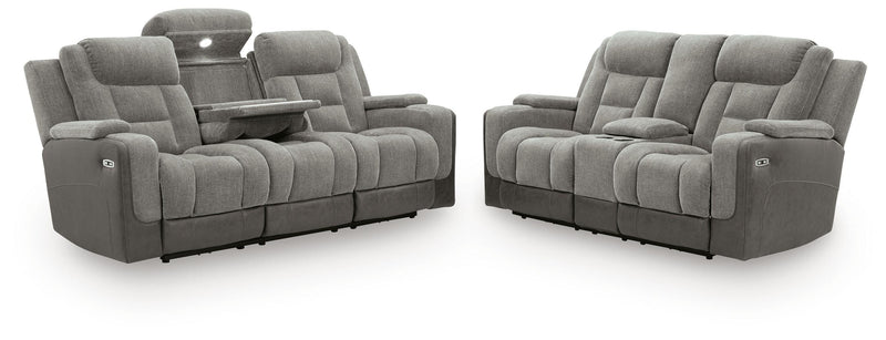Mixed Motion Sofa and Loveseat in Shadow - PKG026541