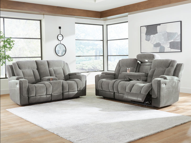 Mixed Motion Sofa and Loveseat in Shadow - PKG026541