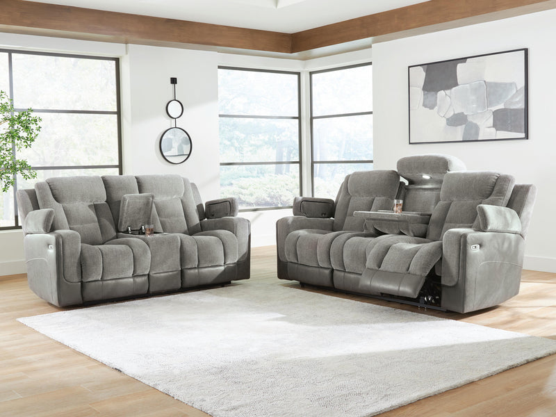 Mixed Motion Sofa and Loveseat in Shadow - PKG026541
