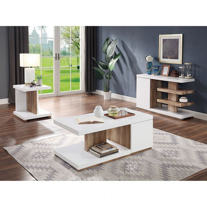 Moa White/Natural Tone End Table - FOA4495E