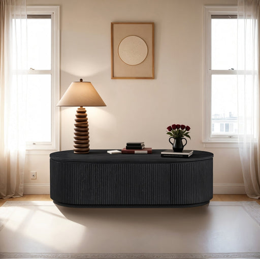 Moana Solid Wood Storage Coffee Table in Black - 99085Black-CT