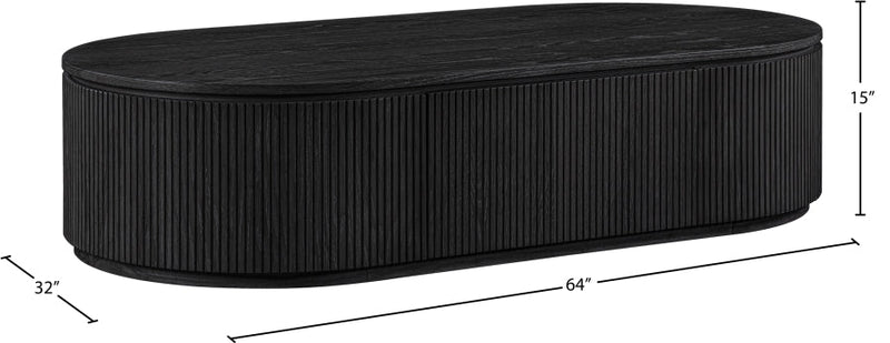 Moana Solid Wood Storage Coffee Table in Black - 99086Black-CT