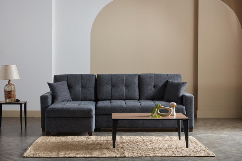 Mocca Dupont Anthracite Storage Sleeper Sectional from Bellona - Luna Furniture
