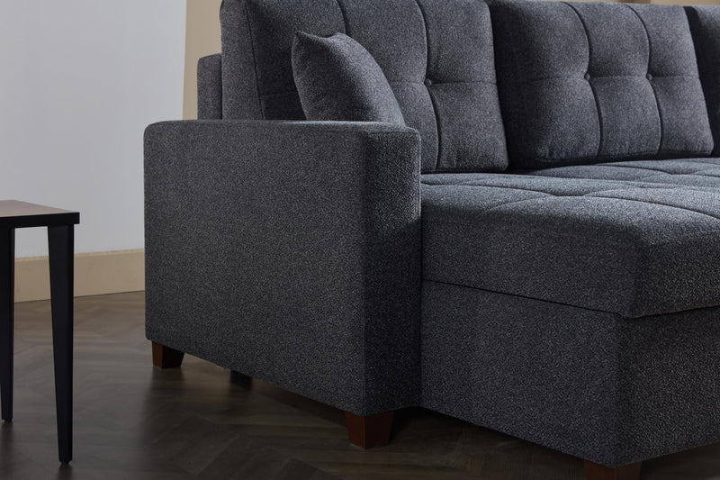 Mocca Dupont Anthracite Storage Sleeper Sectional from Bellona - Luna Furniture