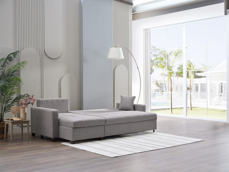 Mocca Dupont Gray Storage Sleeper Sectional from Bellona - Luna Furniture