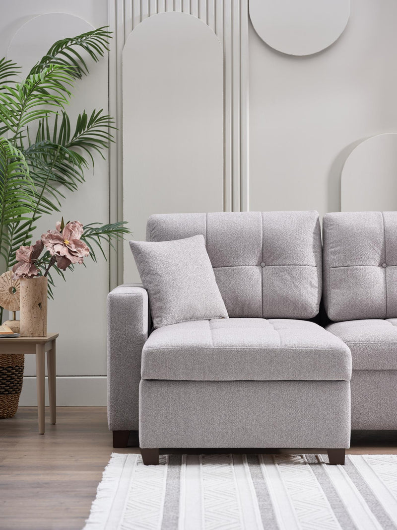 Mocca Dupont Gray Storage Sleeper Sectional from Bellona - Luna Furniture