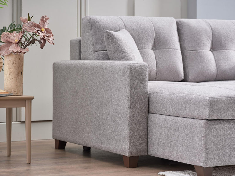 Mocca Dupont Gray Storage Sleeper Sectional from Bellona - Luna Furniture