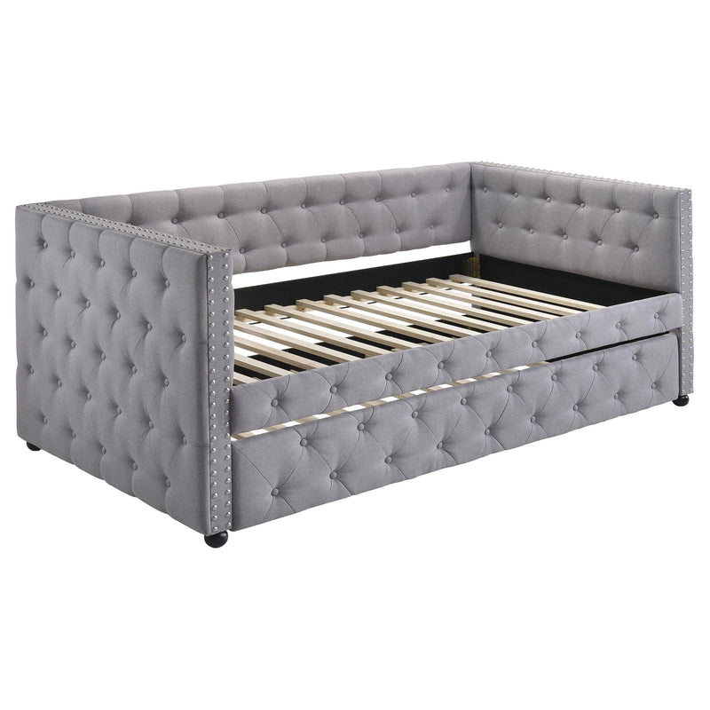 Mockern Upholstered Twin Daybed with Trundle Grey - 302161