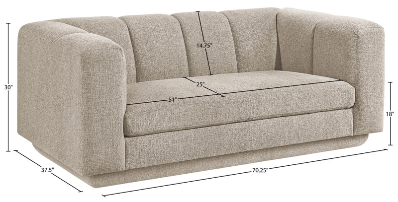 Modari 70.25" Fabric Upholstered Loveseat in Beige - 143Beige-L