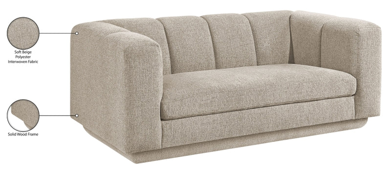 Modari 70.25" Fabric Upholstered Loveseat in Beige - 143Beige-L