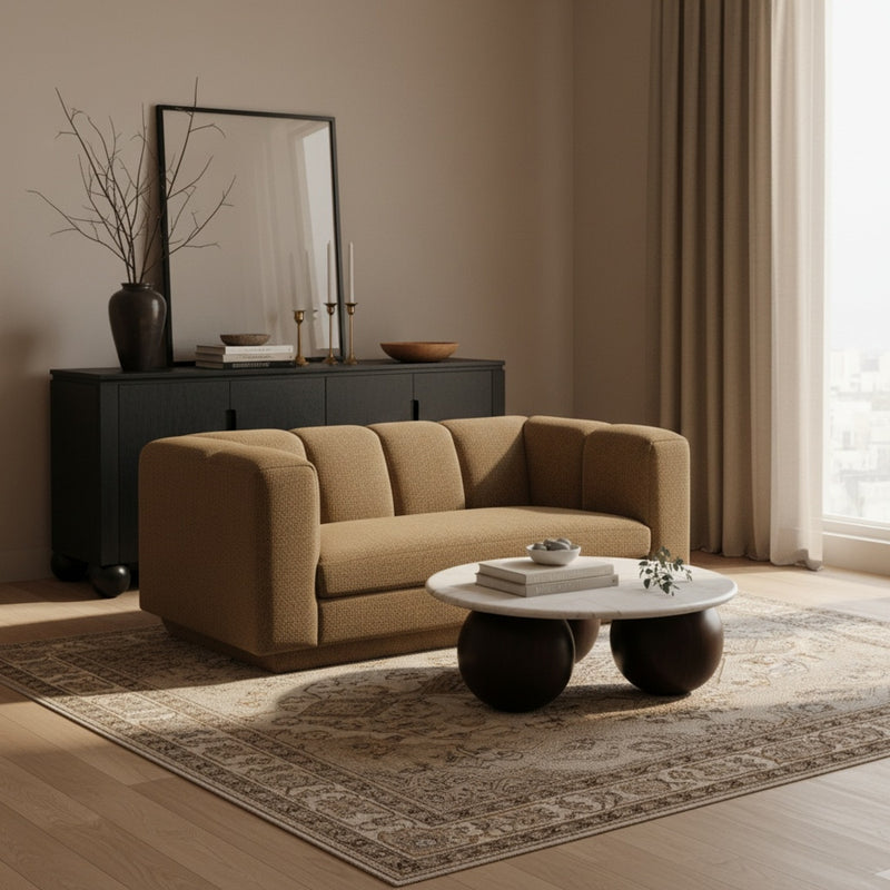 Modari 70.25" Fabric Upholstered Loveseat in Brown - 143Brown-L
