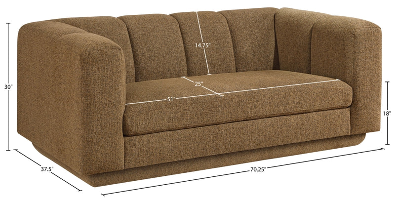 Modari 70.25" Fabric Upholstered Loveseat in Brown - 143Brown-L