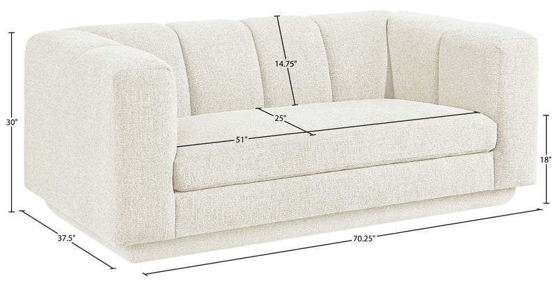Modari 70.25" Fabric Upholstered Loveseat in Cream - 143Cream-L