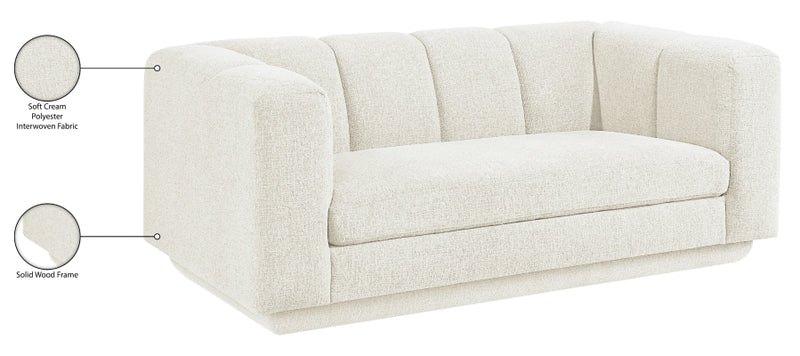 Modari 70.25" Fabric Upholstered Loveseat in Cream - 143Cream-L