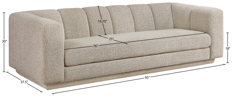 Modari 95" Fabric Upholstered Sofa in Beige - 143Beige-S