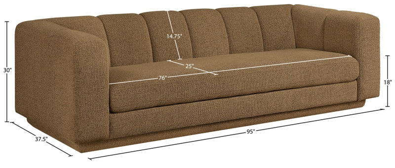 Modari 95" Fabric Upholstered Sofa in Brown - 143Brown-S