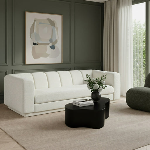 Modari 95" Fabric Upholstered Sofa in Cream - 143Cream-S