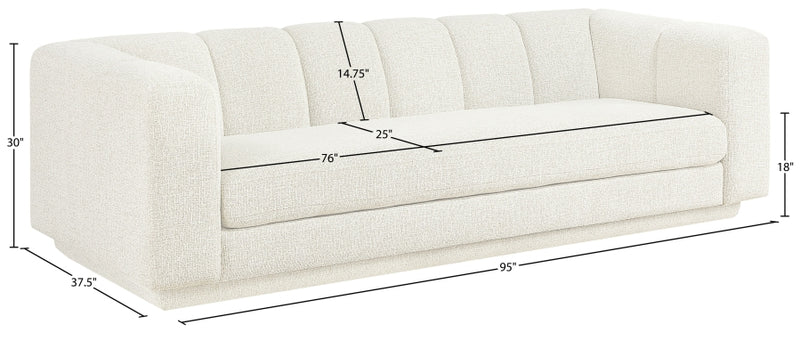 Modari 95" Fabric Upholstered Sofa in Cream - 143Cream-S