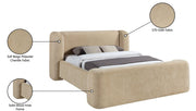Modena Chenille Fabric Upholstered Full Bed in Beige - ModenaBeige-F