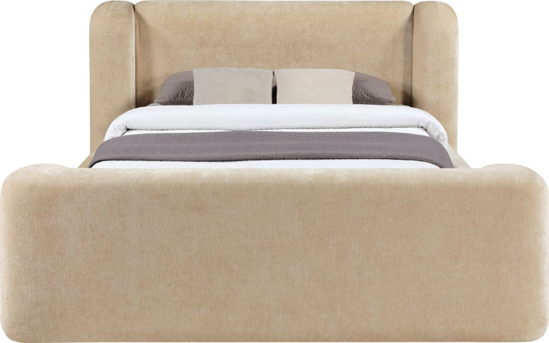Modena Chenille Fabric Upholstered Full Bed in Beige - ModenaBeige-F
