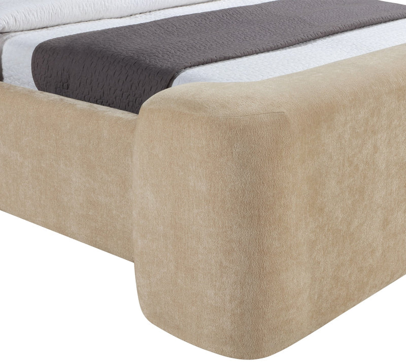 Modena Chenille Fabric Upholstered Full Bed in Beige - ModenaBeige-F